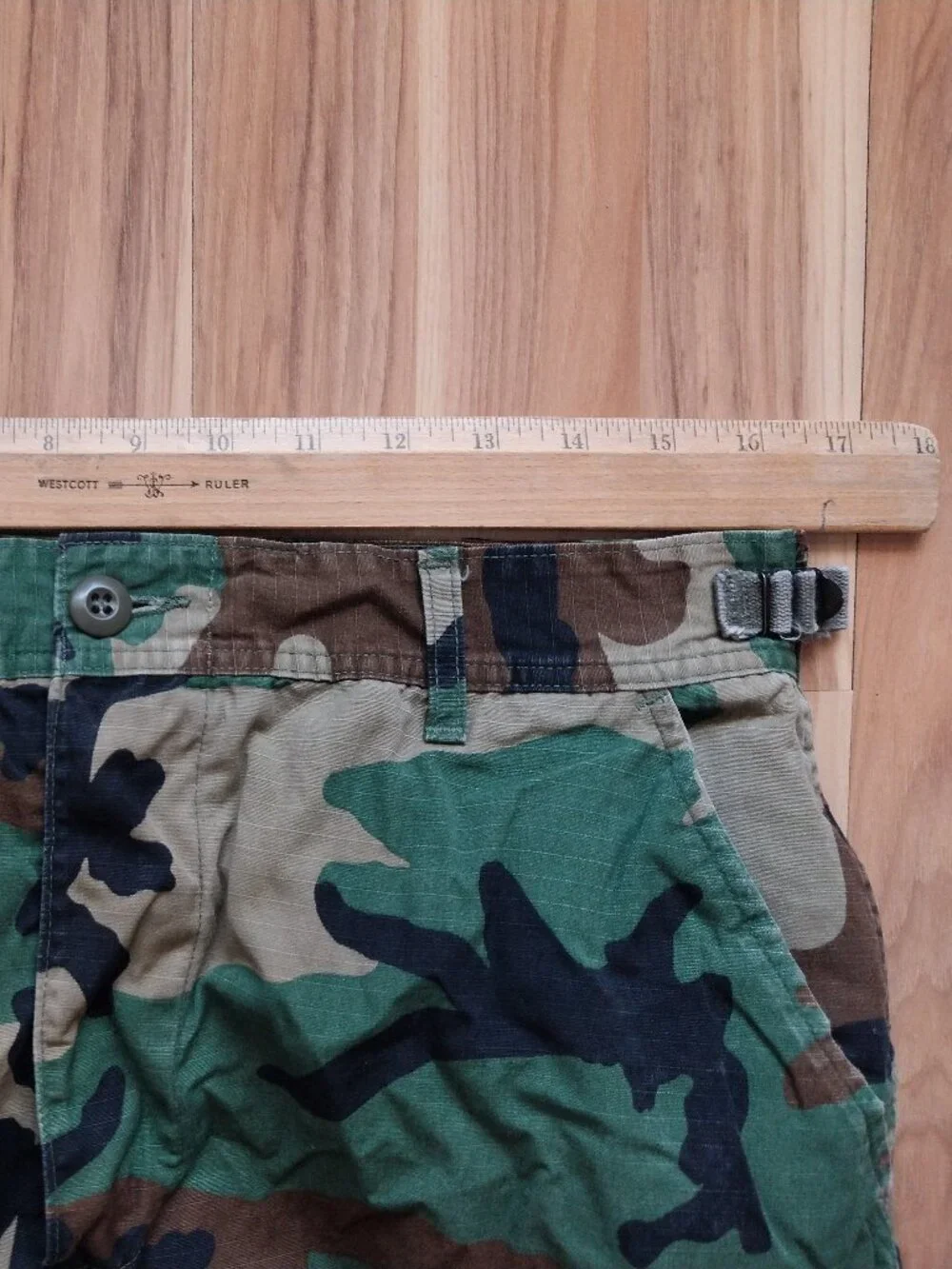 US Military Woodland Camouflage BDU Trousers Hot Weather Ripstop Sz Medium Short